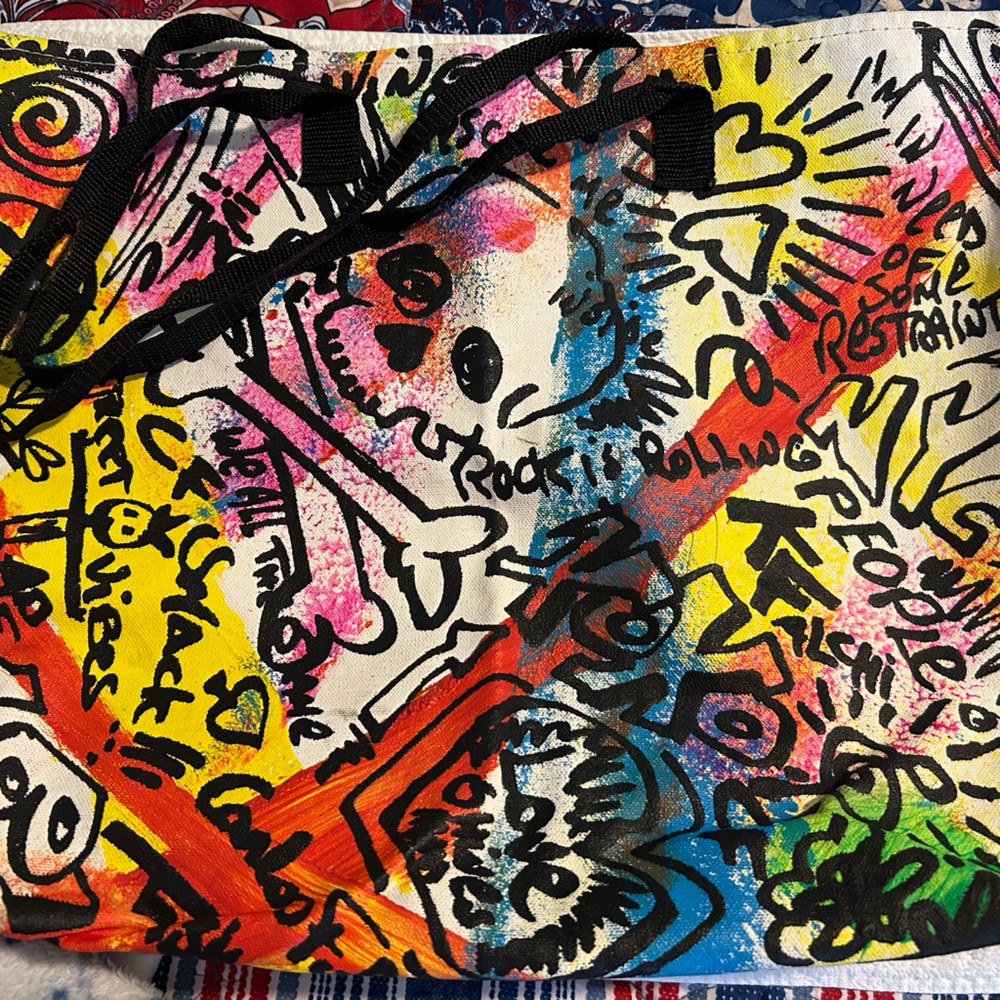 **UNIQUE** Hand-painted tote bag by artist Carlos Falchi